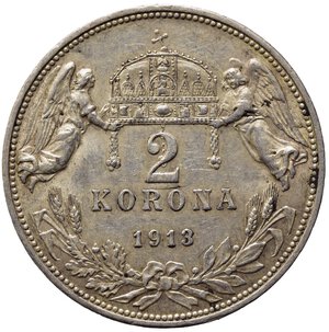 reverse: UNGHERIA. Francesco Giuseppe I. 2 Korone 1913. Ag. BB