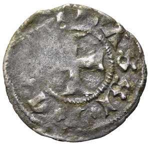 obverse: CAMPOBASSO. Nicola I di Monfort (1422). Tornese Mi (0.79 g - 17.7 mm). NICOLA COM; Castello. R/CAMPOBASSI; croce patente. Biaggi 538. MB