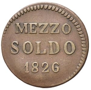 reverse: LUCCA. Ducato di Lucca. Carlo Ludovico di Borbone (1824-1847). Mezzo soldo 1826. Cu. Gig. 16. BB