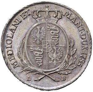 reverse: MILANO. Dominazione Austriaca. Giuseppe II d Asburgo Lorena (1780-1790). Scudo 1785. Ag (23,10 g). MIR 446/5; Cr. 3/E. SPL/SPL+