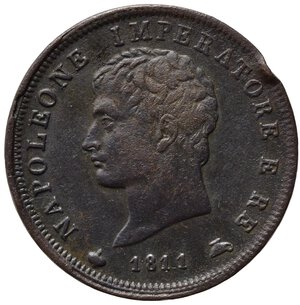 obverse: MILANO. Napoleone I re d Italia (1805-1814). Soldo 1811 M. Cu. Gig.213. Colpo al bordo. BB+