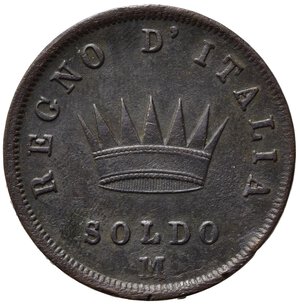 reverse: MILANO. Napoleone I re d Italia (1805-1814). Soldo 1811 M. Cu. Gig.213. Colpo al bordo. BB+