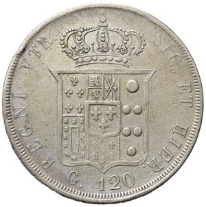 reverse: NAPOLI. Ferdinando II di Borbone (1830-1859). Piastra da 120 grana 1840. Ag (26,88 g). Magliocca 548. qBB