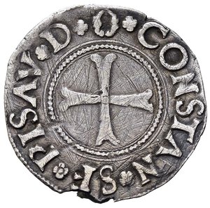 obverse: PESARO. Costanzo I Sforza (1473-1483). Terzo di Grosso con San Terenzio (Ag 1,01 g). Cavicchi 32. qBB