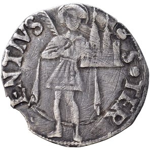reverse: PESARO. Costanzo I Sforza (1473-1483). Terzo di Grosso con San Terenzio (Ag 1,01 g). Cavicchi 32. qBB
