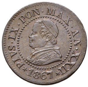 obverse: ROMA. Stato Pontificio. Pio IX (1846-1870). 1 centesimo 1867 anno XXII. Gig. 331 Raro. SPL
