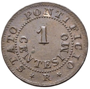 reverse: ROMA. Stato Pontificio. Pio IX (1846-1870). 1 centesimo 1867 anno XXII. Gig. 331 Raro. SPL