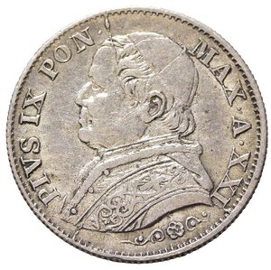 obverse: ROMA. Stato Pontificio. Pio IX (1846-1870). 5 soldi 1866 anno XXI. Ag (1,25 g - 16,2 mm). Gig. 312 NC. SPL