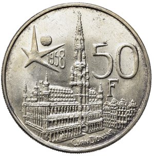 reverse: BELGIO. 50 Francs 1958. Ag. FDc