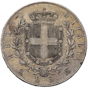reverse: Vittorio Emanuele II (1861-1878). 5 lire 1871 M. Milano. Ag.  BB