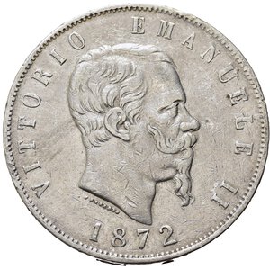 obverse: Vittorio Emanuele II (1861-1878). 5 lire 1872 M. Milano. Ag.  BB