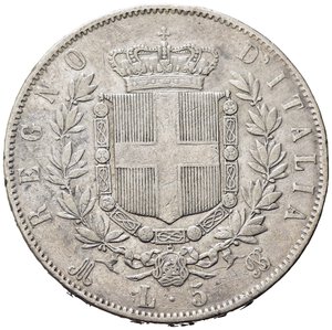 reverse: Vittorio Emanuele II (1861-1878). 5 lire 1872 M. Milano. Ag.  BB