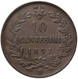 reverse: Umberto I (1878-1900). 10 centesimi 1893 BI. Gig.48. BB