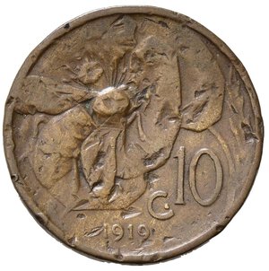 reverse: Vittorio Emanuele III (1900-1943) 10 Centesimi 1919 Roma,