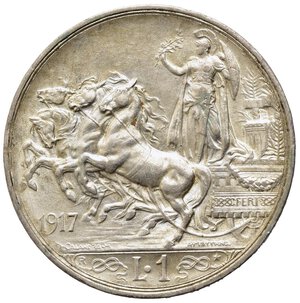 reverse: Vittorio Emanuele III (1900-1943). 1 lira 1917 