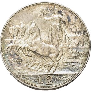 reverse: Vittorio Emanuele III (1900-1943). 2 Lire 1908 