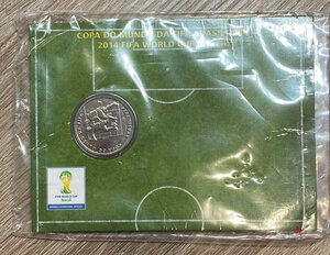 obverse: BRASILE. 2 Reais 2014 Fifa World Cup. In folder originale. FDC