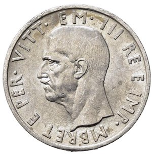 obverse: Vittorio Emanuele III (1900-1943). ALBANIA. 5 lek 1939 XVII. Ag. Gig.2. Evidenti graffi al R/. SPL