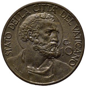 reverse: VATICANO. Pio XII (1939-1958). 10 centesimi 1940. Cu. qFDC