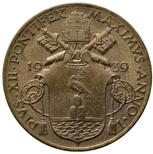obverse: VATICANO. Pio XII (1939-1958). 5 centesimi 1939. Cu. qFDC