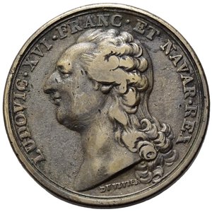 obverse: MEDAGLIE ESTERE - FRANCIA. Luigi XVI (1774-1792). Medaglia 