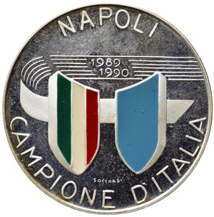 obverse: MEDAGLIE ITALIANE. Medaglia Napoli Campione d Italia 1989/1990. IPZS. Ag. Con Cofanetto. Proof