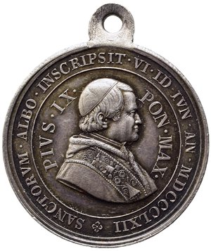 obverse: MEDAGLIE PAPALI. Pio IX (1846-1878). Medaglia 1862. Ag (8,85 g - 26,5 mm). qFDC