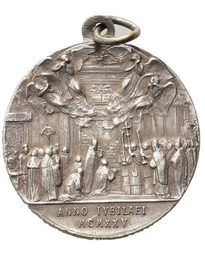 reverse: MEDAGLIE PAPALI - PIO XII, Medaglia Giubilare anno 1925, metallo argentato, con anello, diametro 2.5 cm, peso gr.7, SPL. 