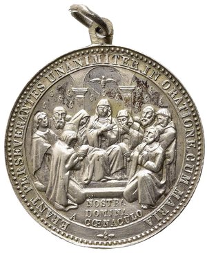 obverse: MEDAGLIE RELIGIOSE - Medaglia religiosa fine ottocento, argento, diametro 3.2 cm, con anello,incisa al rovescio,peso gr. 13,2,  SPL.