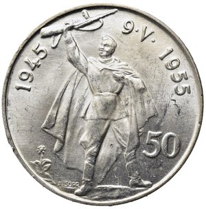reverse: CECOSLOVACCHIA. 50 Korun 1955. Ag. KM#44. FDC