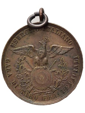 reverse: SAVOIA - Medaglia Gara di tiro fra Ufficiali, Esercito Italiano. Bronzo, con anello, diametro 3 cm, peso gr. 13,7, BB. 
