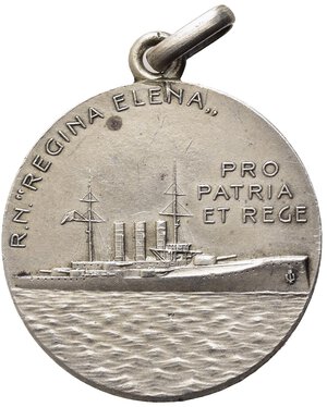 reverse: SAVOIA - Medaglia Regia nave Regina Elena, argento, diametro 2.7 cm, peso gr. 10, SPL.