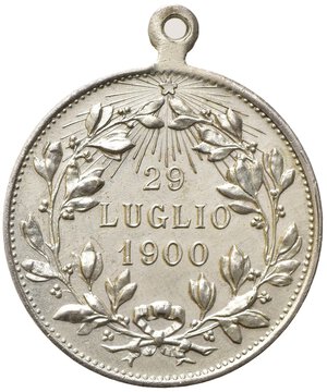 reverse: SAVOIA. Vittorio Emanuele III. Medaglia commemorativa morte di Umberto I - 29 luglio 1900. AE argentato (8,30 g - 28,5 mm). qFDC