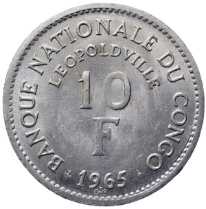 obverse: CONGO. 10 Francs 1965. Al. FDC