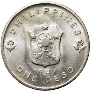 reverse: FILIPPINE. 1 Peso 1947. Ag. FDC