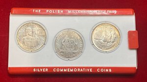 obverse: ESTERE. POLONIA. Trittico di monete Prova 1966. Ag. The Polish Millennium - Silver Commemorative coins Pròba. FDC