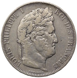 obverse: FRANCIA. Louis Philippe I (1830-1848). 5 Francs 1845 W. Ag. BB