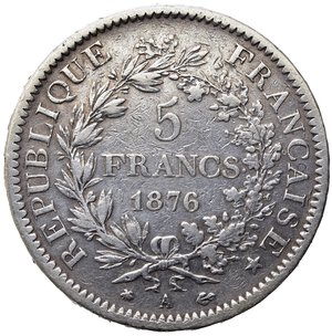 obverse: FRANCIA. 5 Francs 1876. Ag. qBB