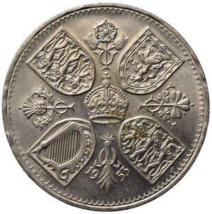 reverse: GRAN BRETAGNA. Elisabetta II. 5 Shillings 1953. Ni. qFDC