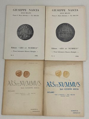 obverse: NASCIA G. - ARS ET Nummus. Lotto di 4 cataloghi (Gennaio 1960, febbraio 1960, 1981 n.2, 1981 n.3). Buono stato