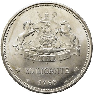reverse: LESOTHO. 50 Licente 1966. Ag. FDC