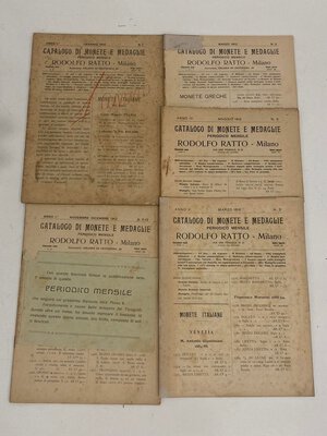 obverse: RATTO R. - Lotto di 5 listini. Milano. (Gennaio 1912, Marzo 1912, Novembre-dicembre 1912, Maggio 1915, Marzo 1916). Buono stato