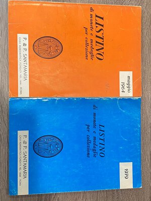 obverse: SANTAMARIA P. & P. - Coppia di listini, Maggio 1964 e 1979. Buono stato