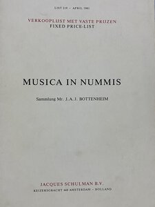 obverse: SCHULMAN B.V. - Musica in Nummis. Sammlung Mr J.A.J. Bottenheim. List 219 - April 1981. 88 pp, senza ill. Ottimo stato