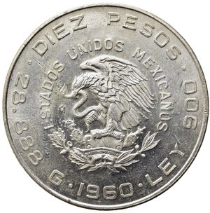 obverse: MESSICO. 10 Pesos 1960. Ag. qFDC