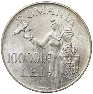 reverse: ROMANIA. 100000 Lei 1946. Ag. qFDC