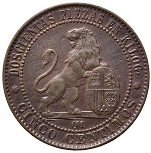 obverse: SPAGNA. 5 Centimos 1870. SPL