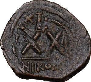 reverse: Phocas (602-610).. AE Half Follis. Nicomedia mint. Dated RY 2 (603/4)
