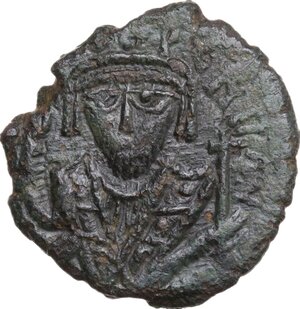 obverse: Phocas (602-610).. AE Half follis, Cyzicus  mint, dated year 2 (603-604)