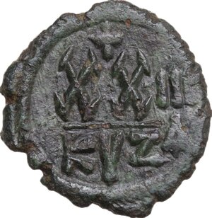 reverse: Phocas (602-610).. AE Half follis, Cyzicus  mint, dated year 2 (603-604)